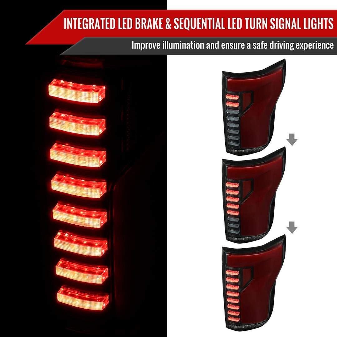Spec-D Tunin Tail Light Assembly, LED, Smoke Lens with Red Reflector, Black ABS Plastic Housing – LT-F15015SMLED-SQ-RS