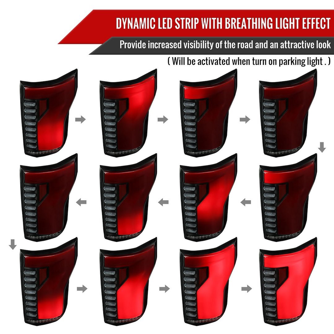 Spec-D Tunin Tail Light Assembly, LED, Smoke Lens with Red Reflector, Black ABS Plastic Housing – LT-F15015SMLED-SQ-RS