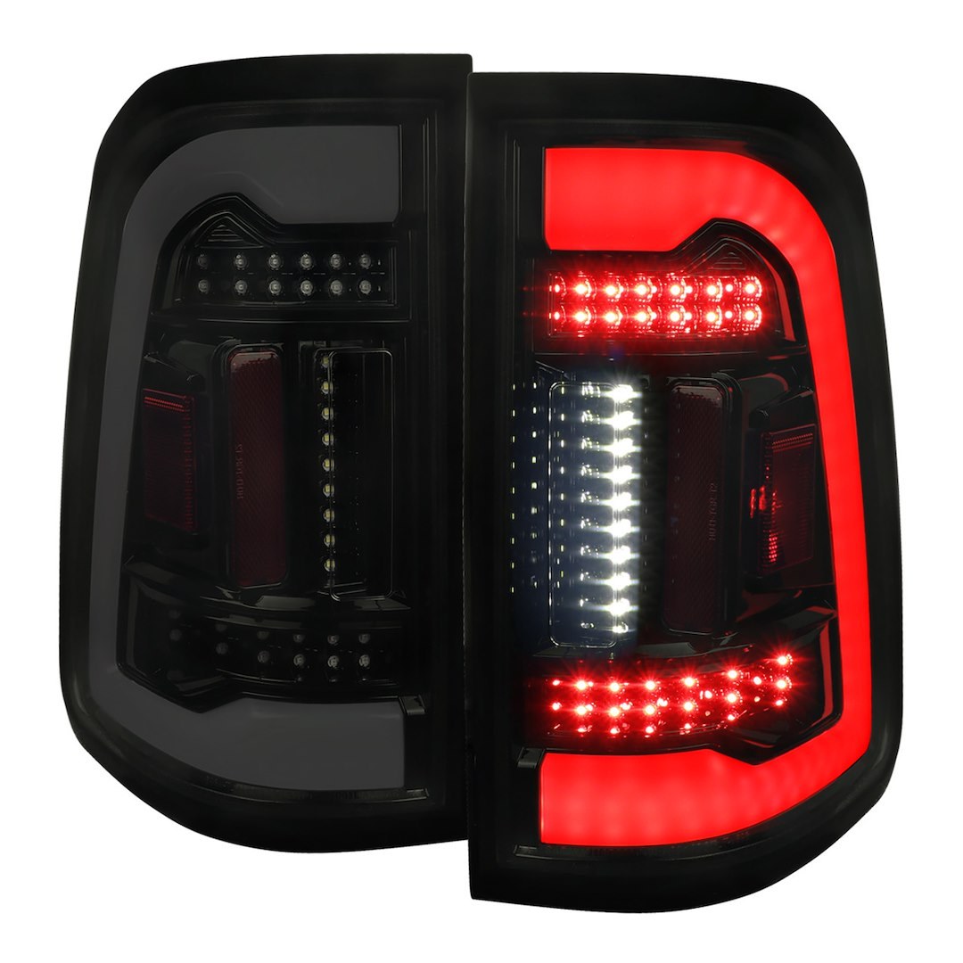 Spec-D Tunin Tail Light Assembly, LED, Smoke Lens with Red Reflector, Gloss Black ABS Plastic Housing – LT-RAM1915BBLED-TM