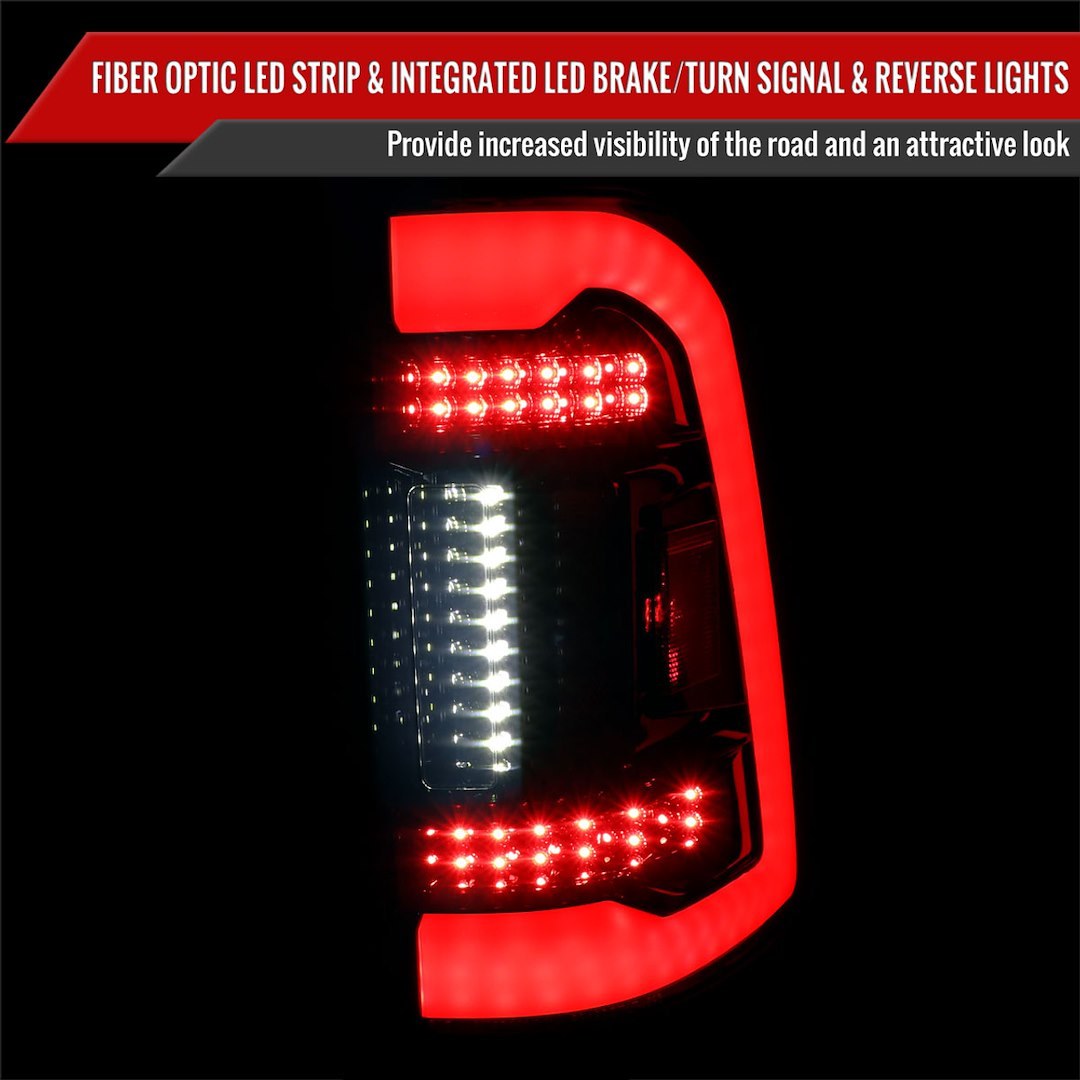Spec-D Tunin Tail Light Assembly, LED, Smoke Lens with Red Reflector, Gloss Black ABS Plastic Housing – LT-RAM1915BBLED-TM