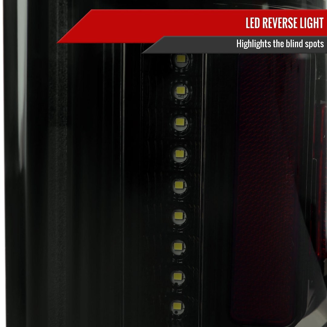 Spec-D Tunin Tail Light Assembly, LED, Smoke Lens with Red Reflector, Gloss Black ABS Plastic Housing – LT-RAM1915BBLED-TM