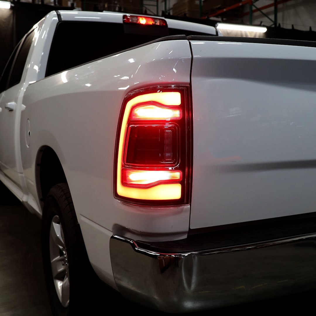 Spec-D Tunin Tail Light Assembly, LED, Clear/ Red Lens, Matte Black ABS Plastic Housing – LT-RAM09JRLED-RS