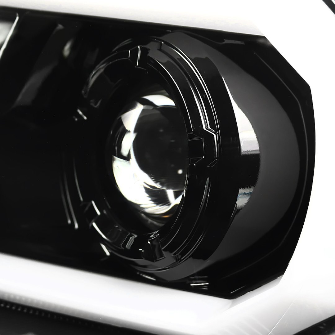 Spec-D Tunin Headlight Assembly, Halogen Bulb, Projector Headlights with LED C-Bar, H7 High Beam/ Low Beam 55 Watt Bulb, Clear Lens – 2LHP-TAC12BK-TM
