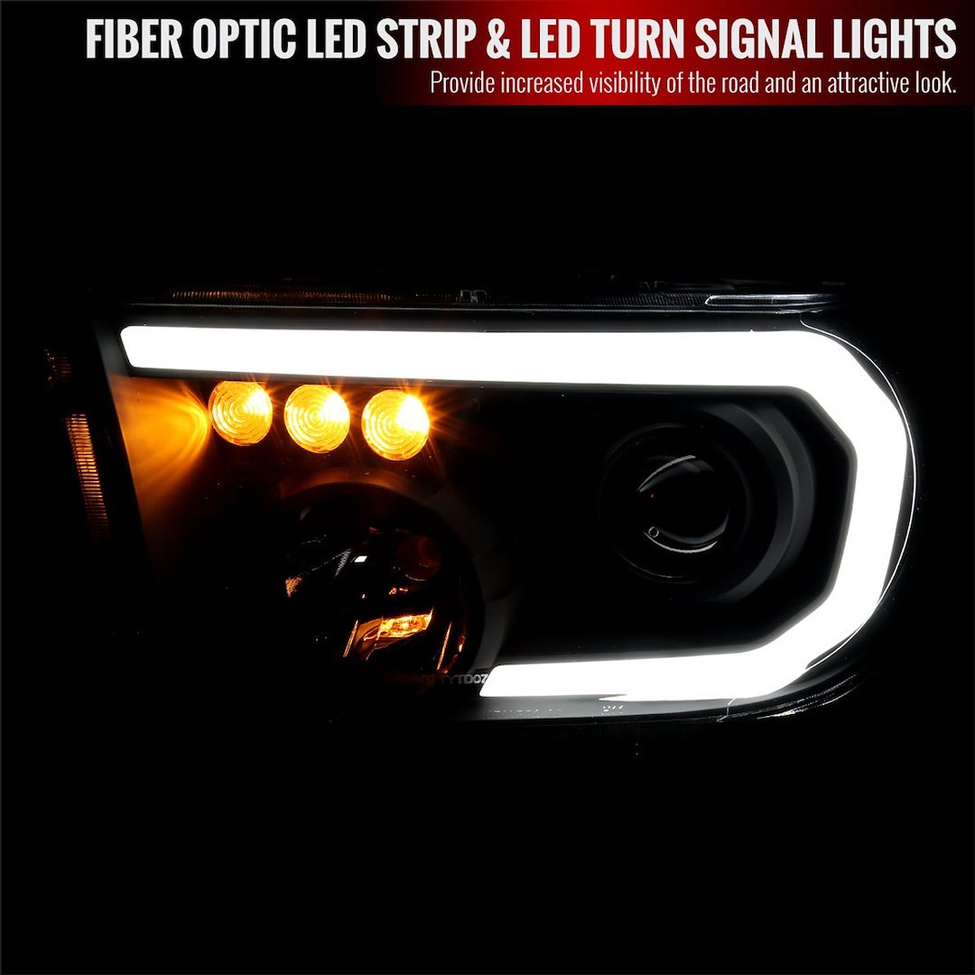 Spec-D Tunin Headlight Assembly, Retro Style Projector Headlight with Daytime Running Light and Turn Signal Light, Clear Lens – 2LHP-TUN07JM-G3-GO