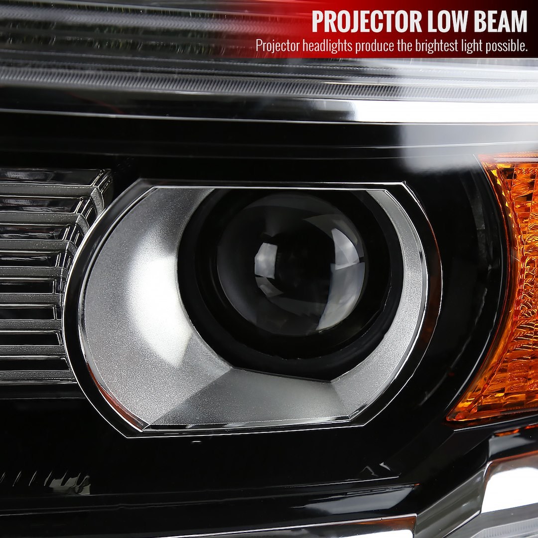 Spec-D Tunin Headlight Assembly, Projector Headlights with LED Light Strip, Clear Lens, Chrome Housing, DOT/ SAE Approved – 2LHP-SIE14-DRL-GO
