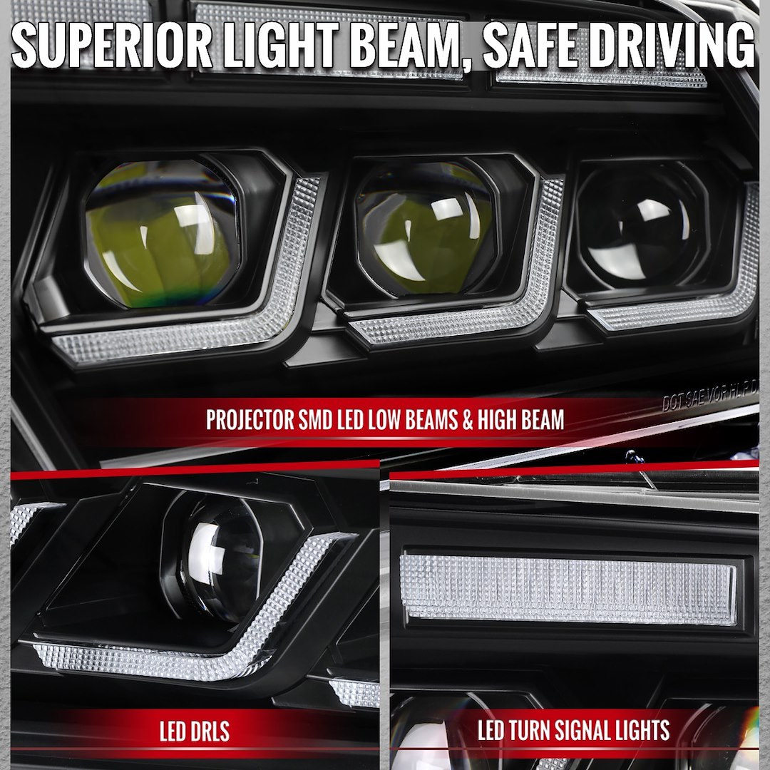 Spec-D Tunin Headlight Assembly, LED Bulb, Projector Beam – LHE-MST10JM-SQ-SY