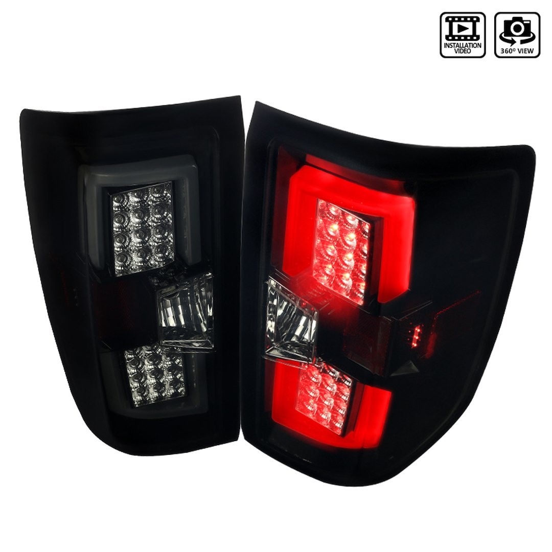 Spec-D Tunin Tail Light Assembly, LED, Smoke Lens, Glossy Black Housing, Red Bulb, Set of 2, Bulbs Not Included for Reverse Lights – LT-SIV14BBLED-TM