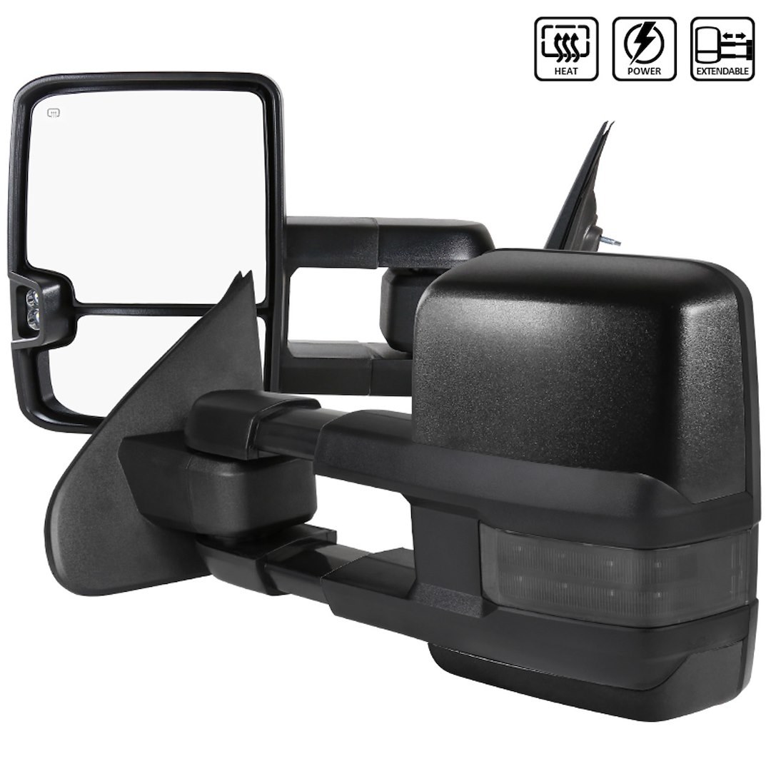 Spec-D Tunin Exterior Towing Mirror, 9 Inch Width X 12 Inch Height, Extends Up to 22 Inch, With Turn Signal Indicator – RMX-SIV14G3GLEDHP-FS