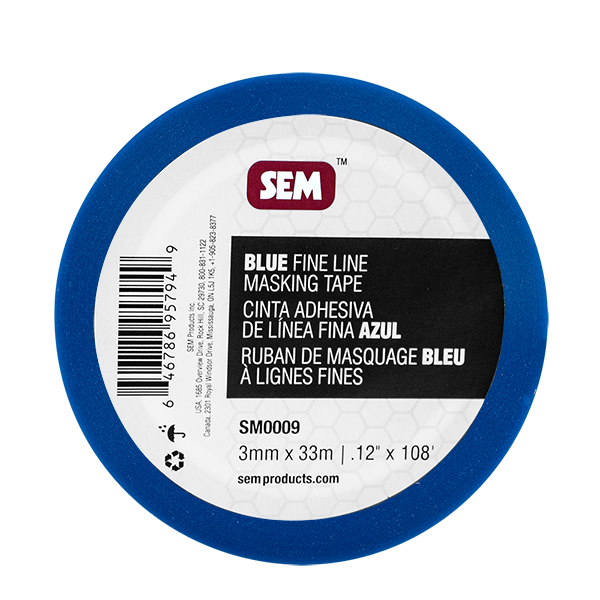 Sem Products Masking Tape, Fine Line, Used for Automotive Paint Refinish Applications, 0.47 Inch Width X 108 Feet Length, Blue – SM0009