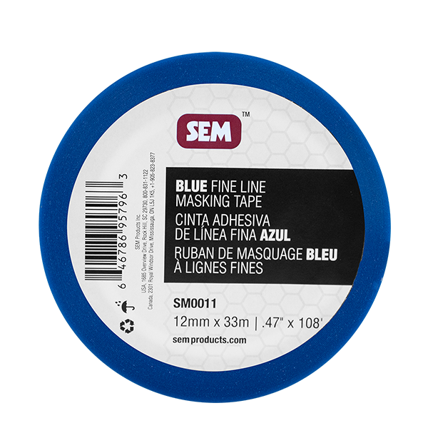Sem Products Masking Tape, Fine Line, Used for Automotive Paint Refinish Applications, 0.47 Inch Width X 108 Feet Length, Blue – SM0011