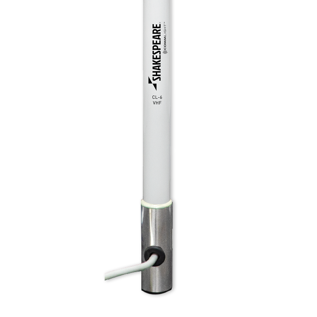 Shakespeare VHF Radio Antenna, Commlight ™, Monopole, 6.6 Foot Length, 6 Db Gain, Ratchet Mount, White – CL-6