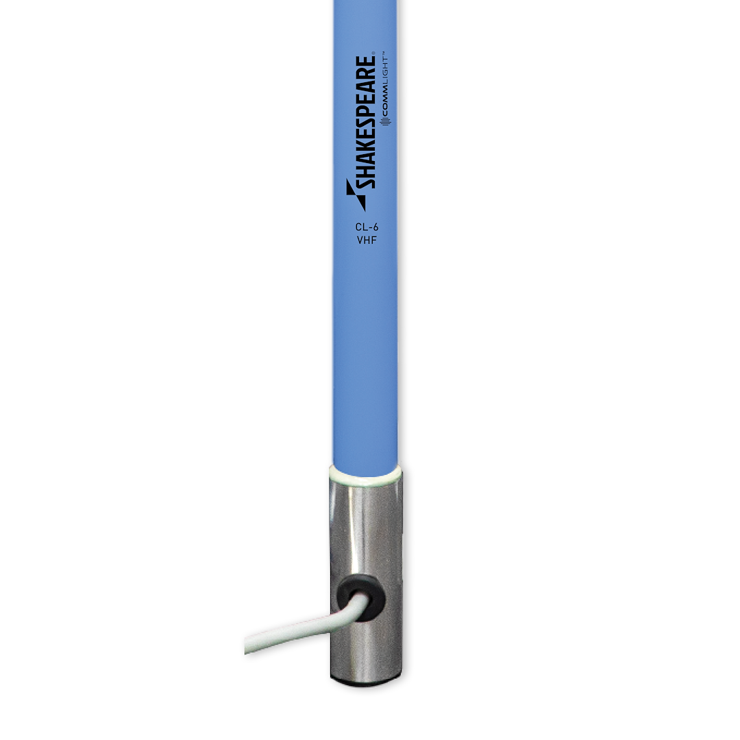 Shakespeare VHF Radio Antenna, Commlight ™, Monopole, 6.6 Foot Length, 6 Db Gain, Ratchet Mount, White – CL-6