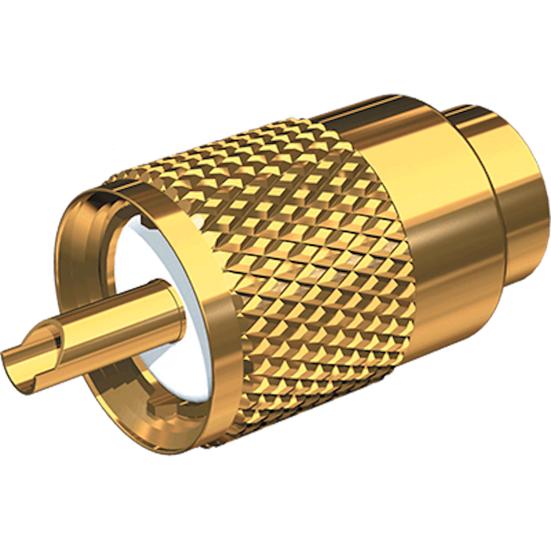 Shakespeare Antenna Cable Connector, PL-259 Connector, Gold Plated Brass, Single, With UG175 Adapter/ Doodad® Cable Strain Relief – PL-259-58-G