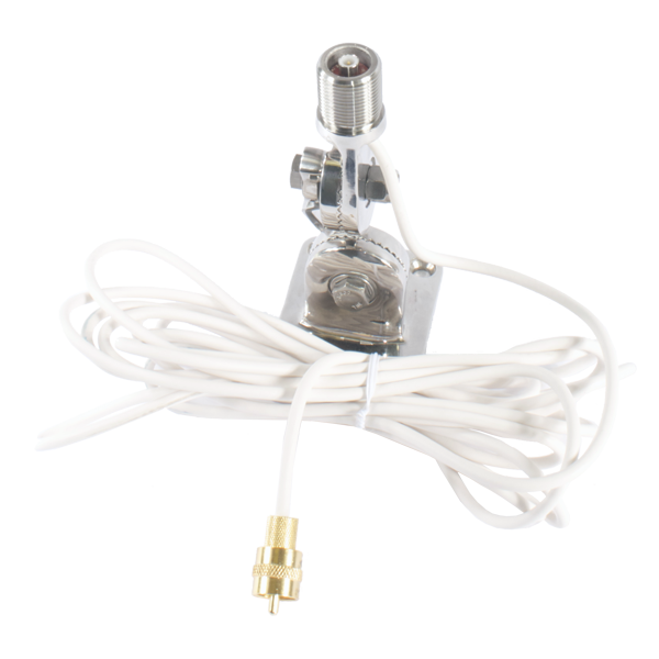 Shakespeare Antenna Mount, Quickconnect™, For Use with 8 Inch Height Antennas, Four Way Ratchet Deck/ Side Mount, 1 Inch X 14 Male Thread Size – QCM-S