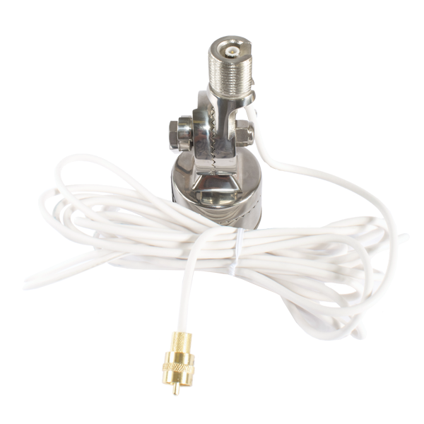 Shakespeare Antenna Mount, Quickconnect™, For Use with 8 Inch Height Antennas, Four Way Ratchet Rail Deck/ Side Mount – QCM-SR