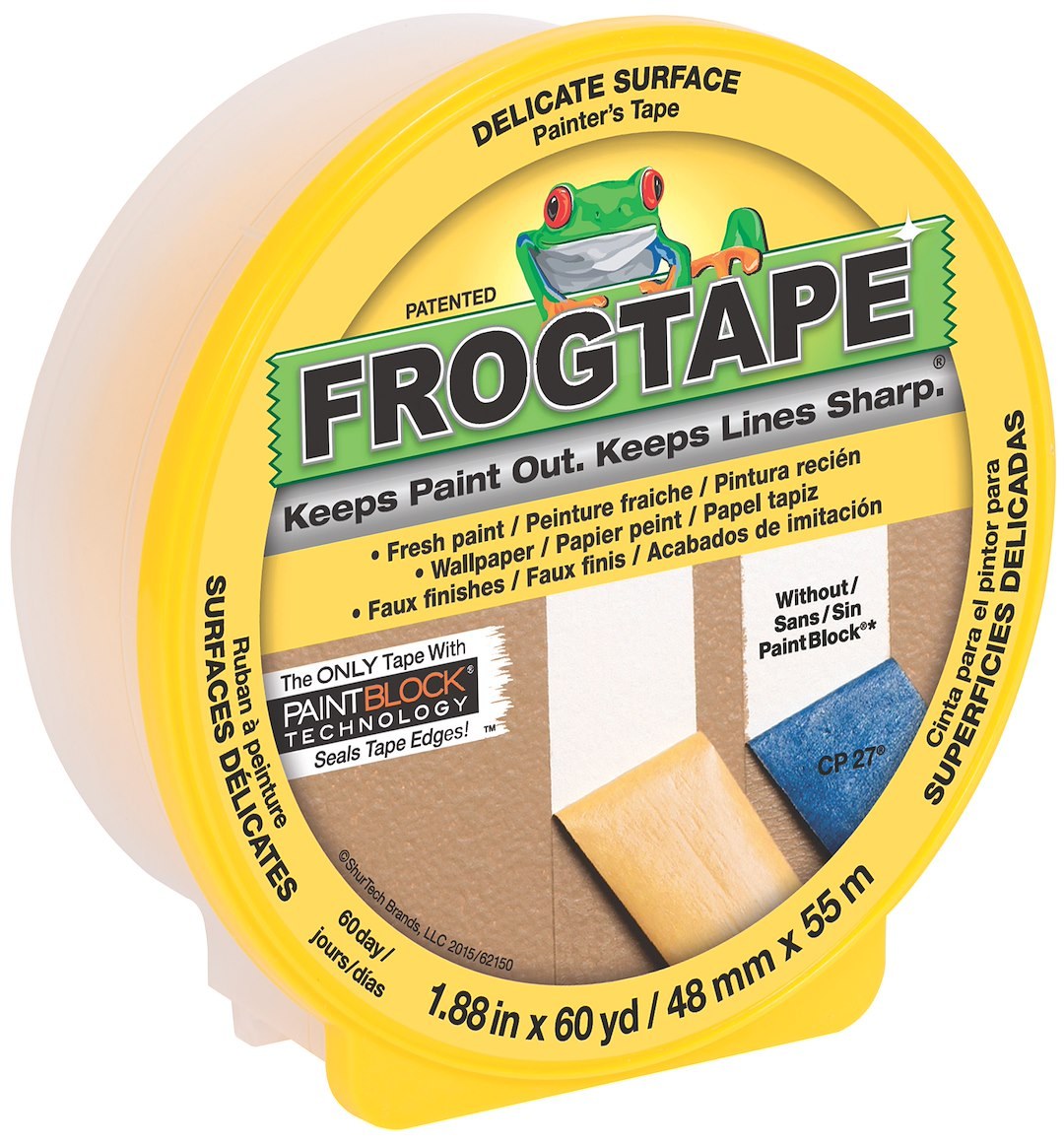 Shurtape Masking Tape, Frogtape® 160, Used on Freshly Painted Delicate Surfaces (24 Hours Old)/ Faux Finishes/ Primed Wallboard and Wallpaper – 142920