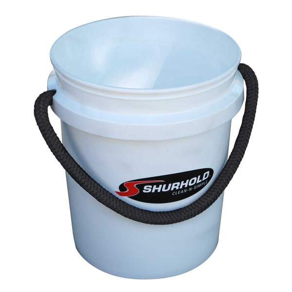 Shurhold Ind Bucket, 5 Gallon Capacity, Plastic, Rope Handle, Without Lid, White, 14-3/4 Inch Height X 12 Inch Width Dimension – 2451