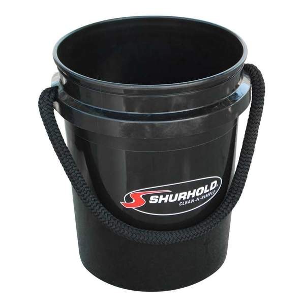 Shurhold Ind Bucket, 5 Gallon Capacity, Plastic, Rope Handle, Without Lid, Black, 14-3/4 Inch Height X 12 Inch Width Dimension – 2452