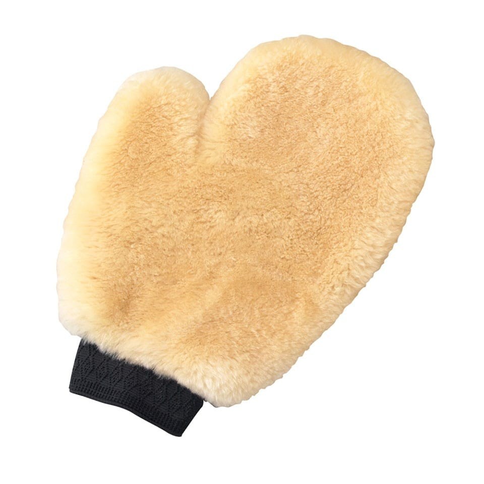 Shurhold Ind Car Wash Mitt, Deluxe, Made from Genuine Lambs Wool, Shaped Thumb and Elastic Band Base Makes Comfortable and Snug Fit – 285