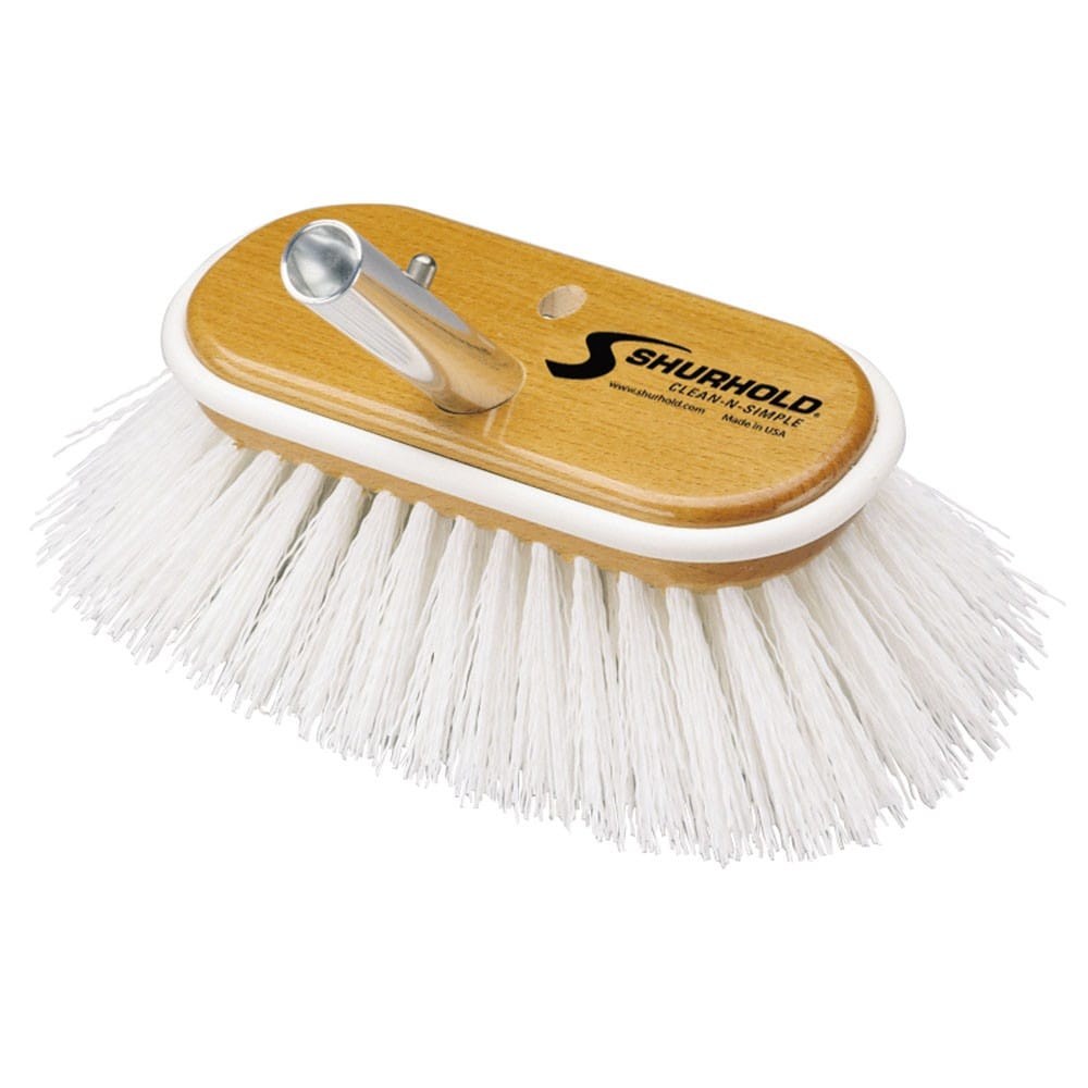 Shurhold Ind Scrub Brush, Classic, Use on Teak/ Below the Water Line and Other Tough Surfaces, 6 Inch Stiff Deck Brush, Polypropylene Bristle – 950