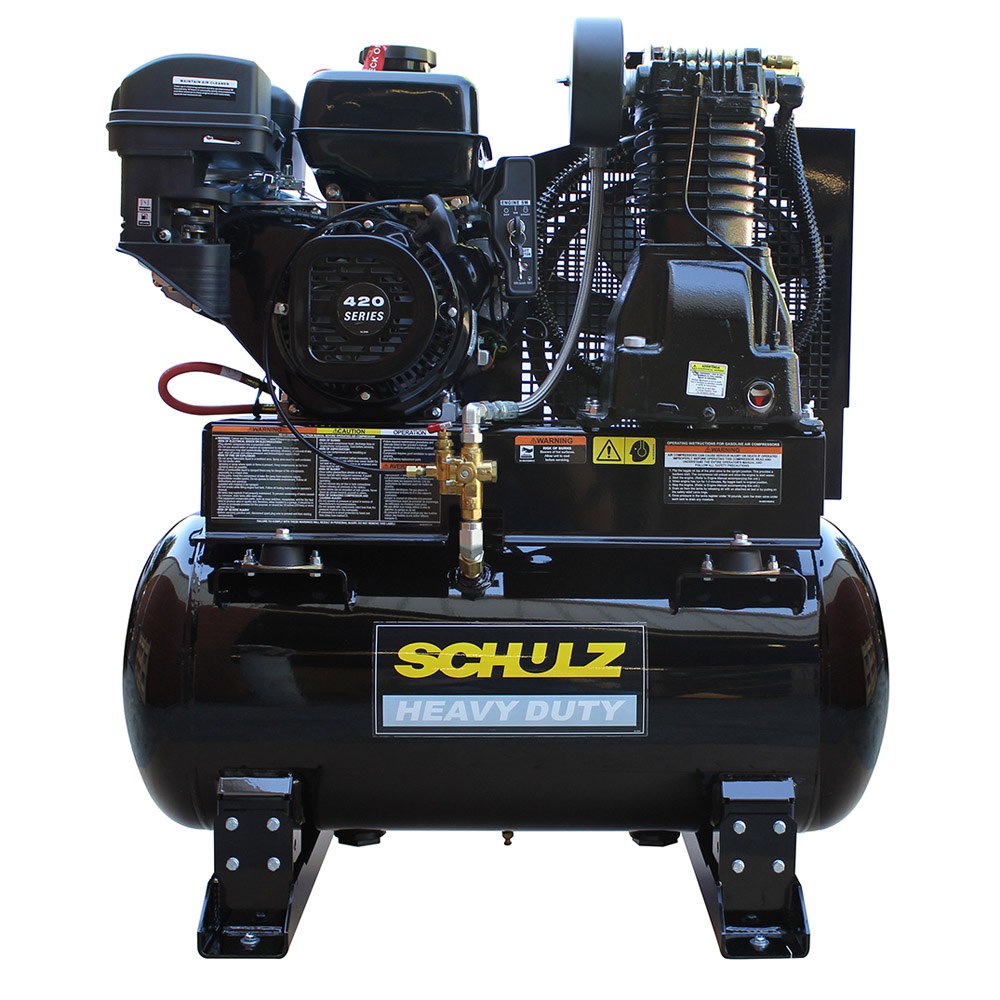 Schulz of AM Air Compressor, Portable, 175 PSI Maximum Working Pressure, 30 Cubic Feet Per Minute, Schulz Gas, 30 Gallon Air Tank – 1330HL30X-GS