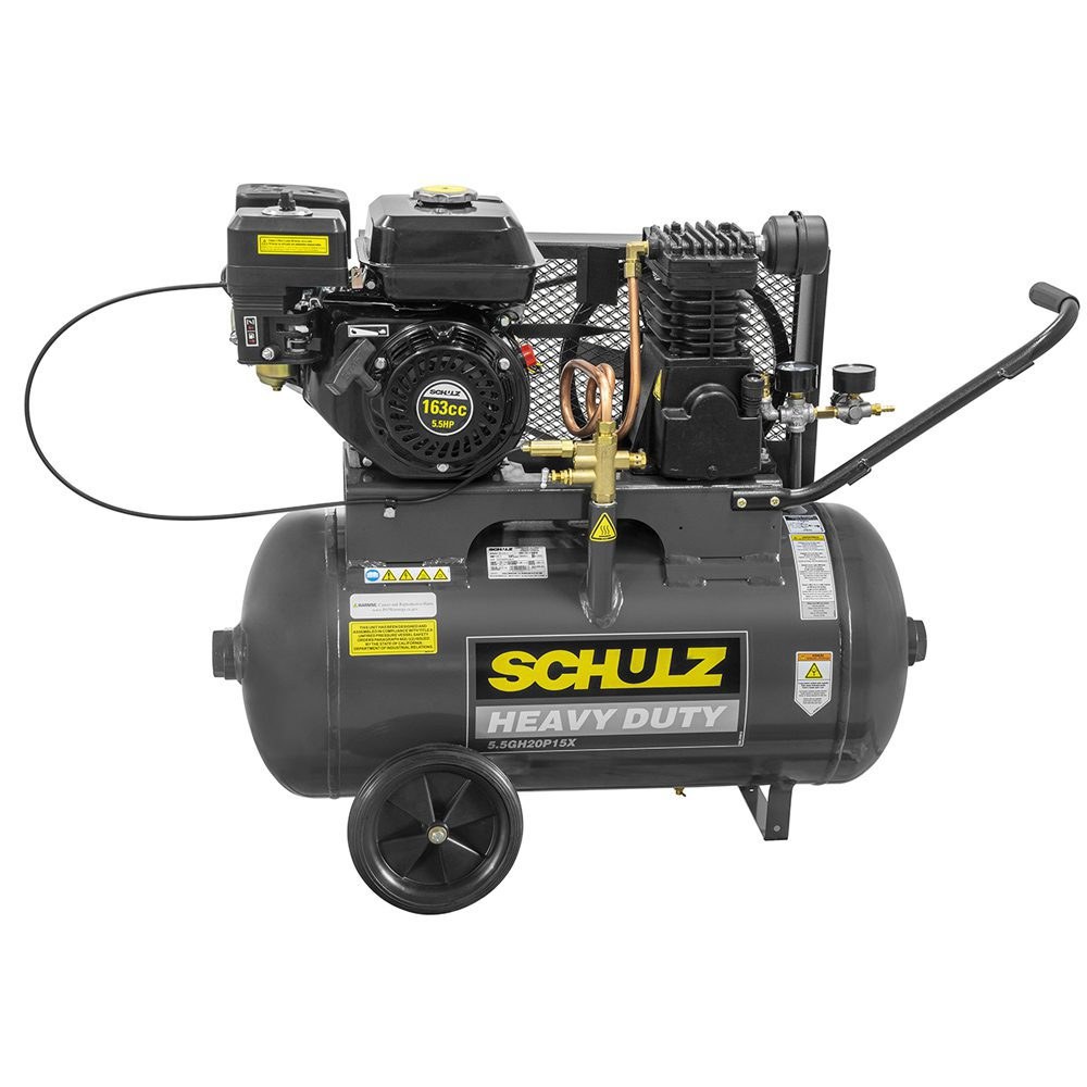 Schulz of AM Air Compressor, Portable, 125 PSI Maximum Working Pressure, 10 Cubic Feet Per Minute, Schulz Gas, 20 Gallon Air Tank – 931.8140-0