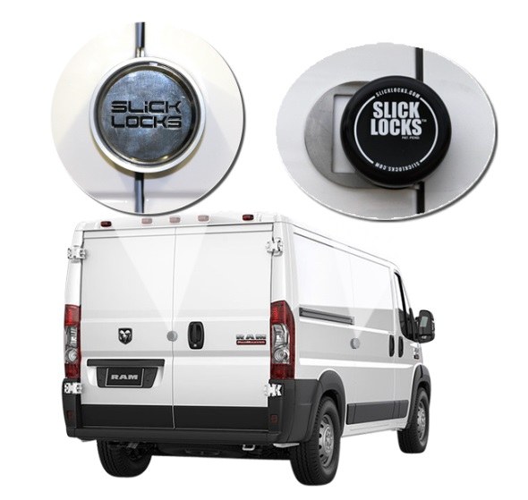 Slick Locks Puck Lock Kit, Use with Sliding Door Van, With 2 Puck Locks/ Bracket/ Spinner/ Weather Cover – PM-FVK-SLIDE-TK