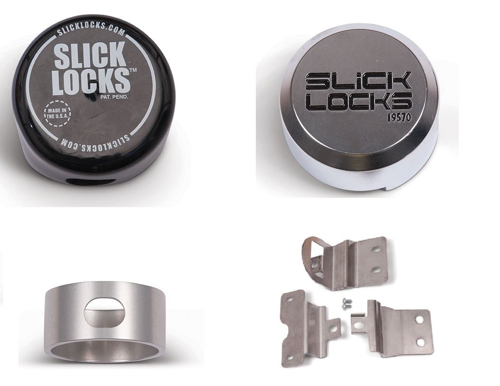 Slick Locks Puck Lock Kit, Use with Sliding Door Van, With 2 Puck Locks/ Bracket/ Spinner/ Weather Cover – PM-FVK-SLIDE-TK