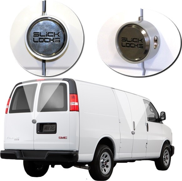 Slick Locks Puck Lock Kit, Use with Hinged Door Van, With 2 Puck Locks/ Bracket/ Spinner/ Weather Cover – GM-FVK-1-TK