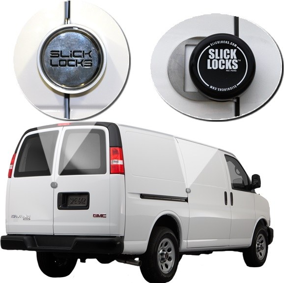 Slick Locks Puck Lock Kit, Use with Sliding Door Van, With 2 Puck Locks/ Bracket/ Spinner/ Weather Cover – GM-FVK-SLIDE-TK