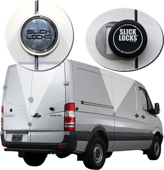 Slick Locks Puck Lock Kit, Use with Sliding Door Van, With 2 Puck Locks/ Bracket/ Spinner/ Weather Cover – SP-19-FVK-SLIDE-TK
