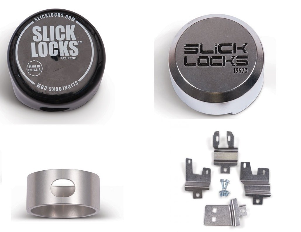 Slick Locks Puck Lock Kit, Use with Hinged Door Van, Aluminum, With 2 Puck Locks/ Bracket/ Spinner/ Weather Cover – FD-TR-HD-FVK-1-TK