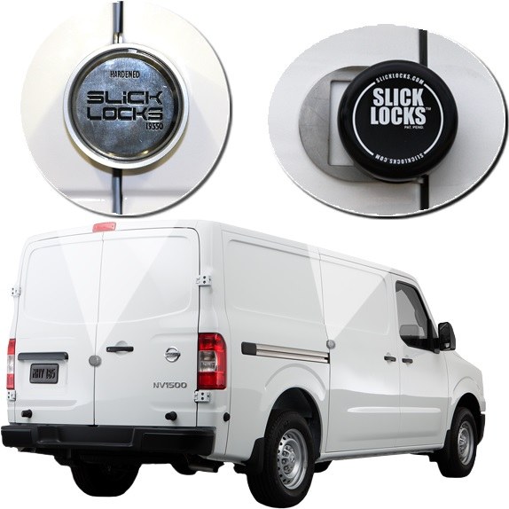Slick Locks Puck Lock Kit, Use with Sliding Door Van, With 2 Puck Locks/ Bracket/ Spinner/ Weather Cover – NV-FVK-SLIDE-TK