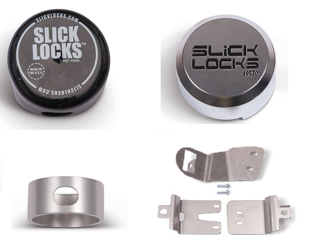 Slick Locks Puck Lock Kit, Use with Sliding Door Van, With 2 Puck Locks/ Bracket/ Spinner/ Weather Cover – NV-FVK-SLIDE-TK