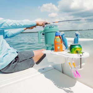 Seasucker Cup Holder, Fisherman’s Type, White, Non-Lighted, 4.5 Inch Diameter Vacuum Mount – MC5307