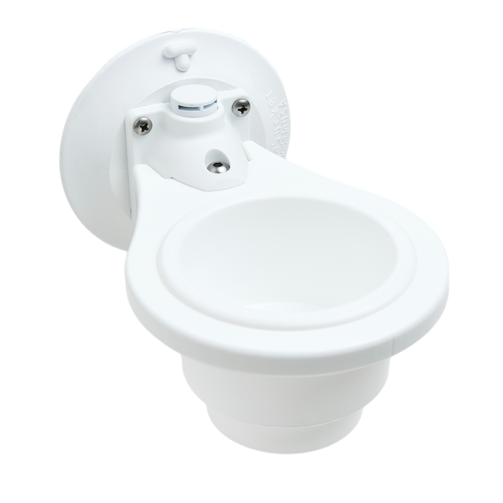 Seasucker Cup Holder, Vertical Surface Mount, White, Non-Lighted, 4.5 Inch Diameter Vacuum Mount – MC5314W