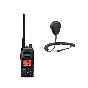 Standard VHF Radio, HX380, Handheld, 5 Watts, Oversized Lcd Display, Black, Commercial Grade, Submersible IPX7 Waterproof Rating – HX380MH73A4B