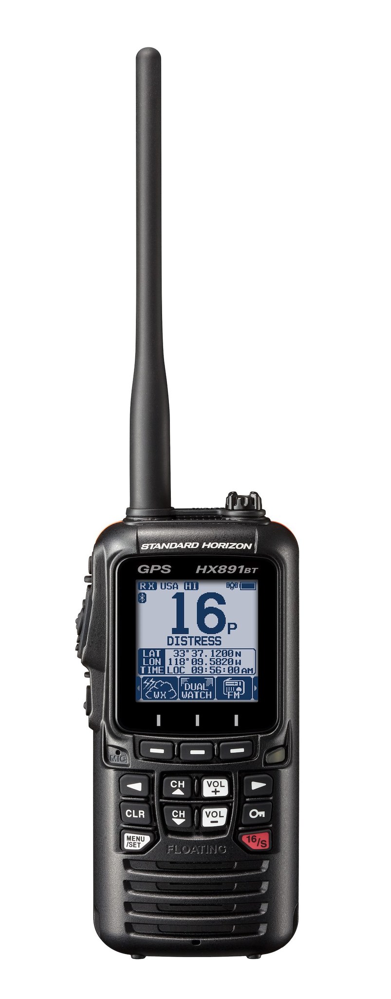 Standard VHF Radio, Handheld, United States/ Canadian/ International Channels, 6 Watt Power Output, Noaa Weather Channels with Alert – HX891BTBK