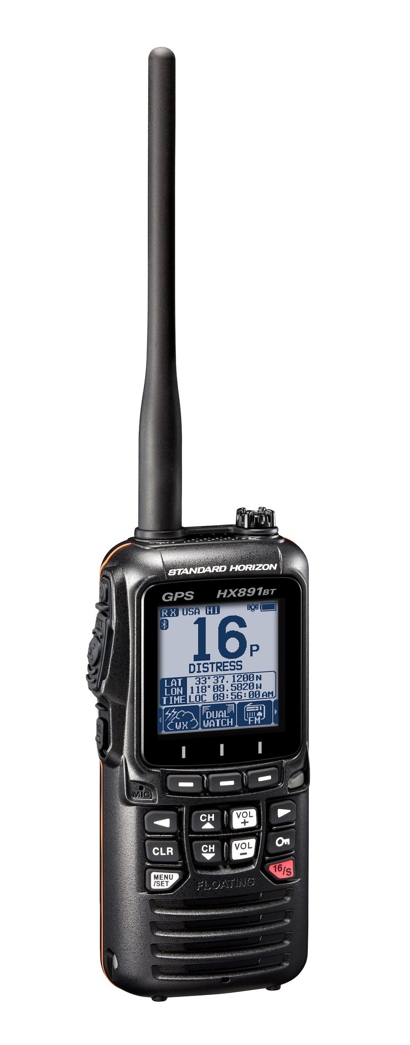 Standard VHF Radio, Handheld, United States/ Canadian/ International Channels, 6 Watt Power Output, Noaa Weather Channels with Alert – HX891BTBK