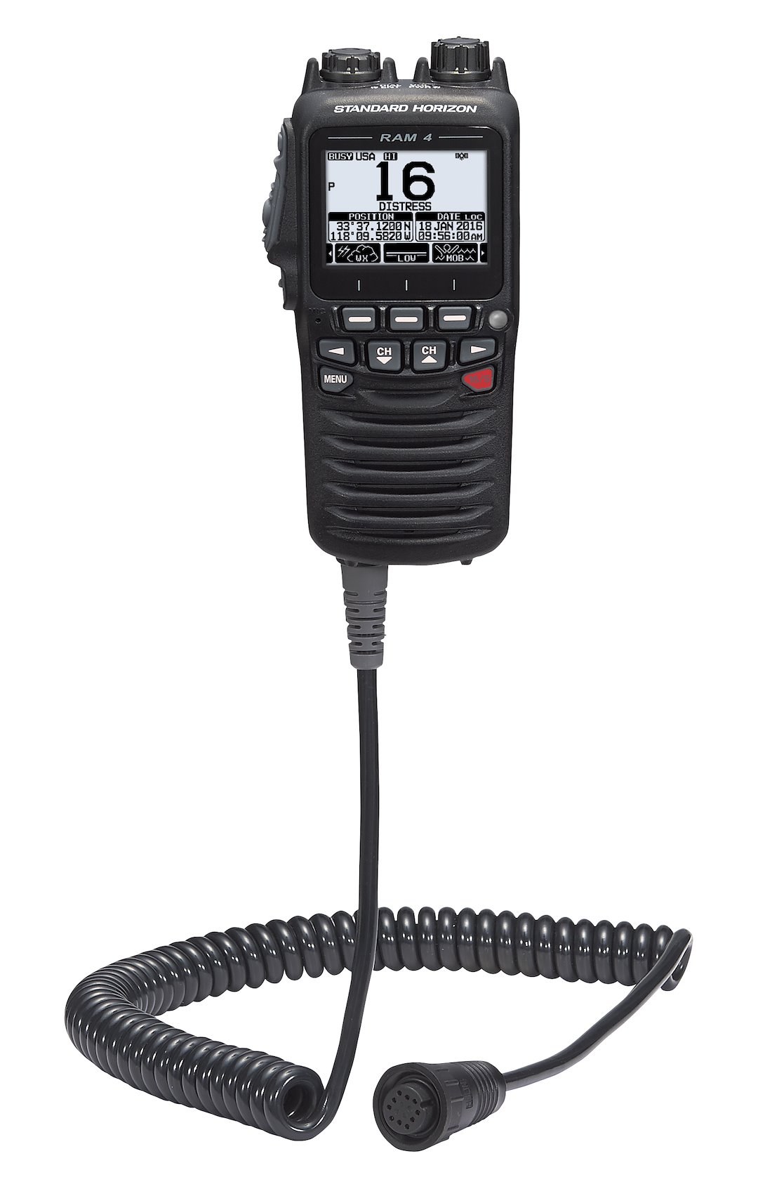 Standard VHF Radio Microphone, Left Side Push to Talk, Black, Allows Full Control of Radio, AIS Functions and Has Intercom Between All Units – SSM-70H