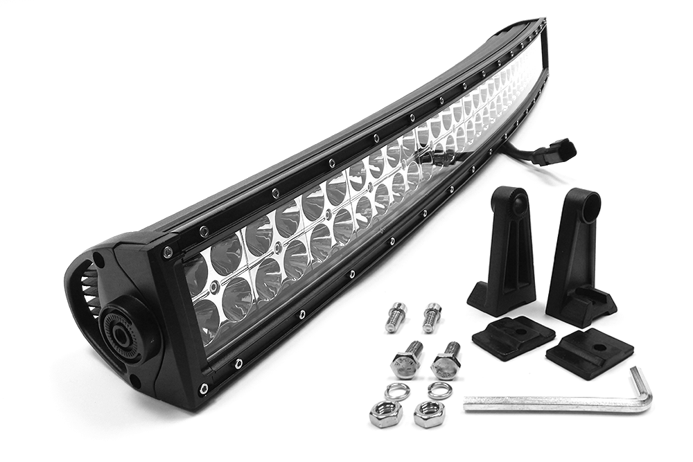 Southern Tru Light Bar, Chrome Series, LED, 30 Inch Curved Length, 60 Clear LED 3 Watt Bulbs, 180 Watt/ 15 Amp Draw, Dual Row – 74030