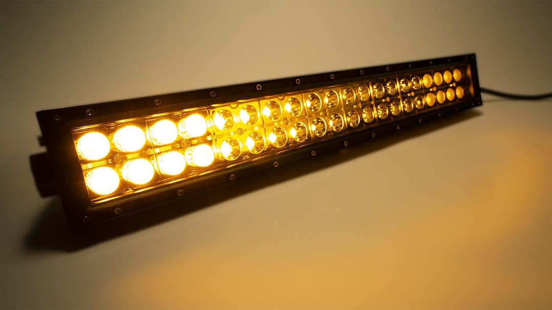 Southern Tru Light Bar, Chrome Series, LED Bulb, 20 Inch Length, Straight Dual Row, 40 Amber/ White LED 3 Watt Bulb, 120 Watt/ 10 Amp Draw – 77020