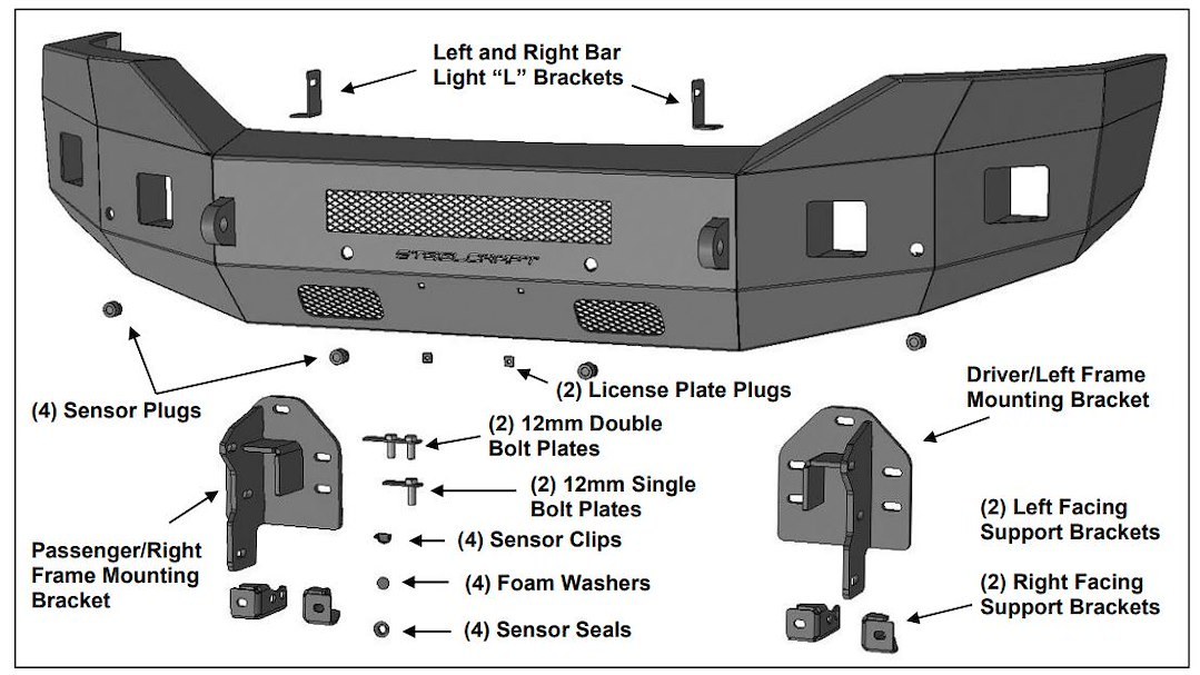 Steelcraft Bumper, Fortis, One Piece Design, Mounting Hardware Included, Without Grille Guard, Without Winch Mount, With D-Ring Mount – 71-10470