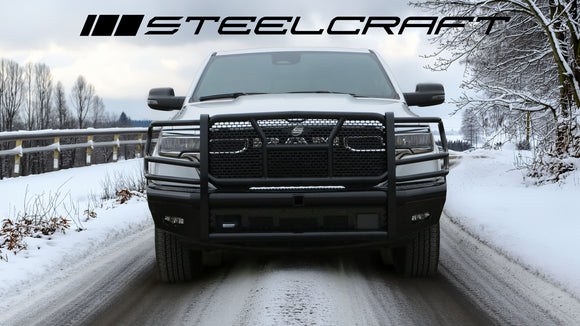 Steelcraft Bumper, HD Series, One Piece Design, Mounting Hardware Included, With Grille Guard, With Punch Plate Grille – HD12275RC