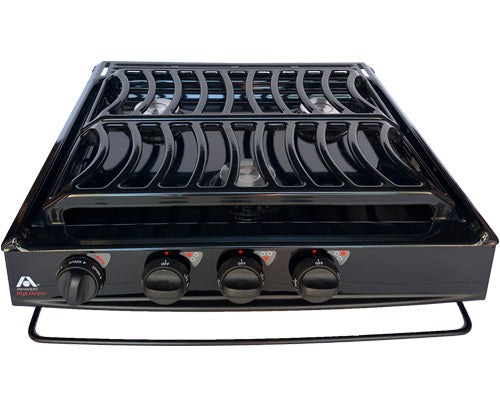 Stove Wrap Stove Top and Oven Protector, For Atwood/ Dometic Triangle 3 Burner Stove, Black, Pre-Cut Teflon Coated Fiberglass Fabric – SWRV300