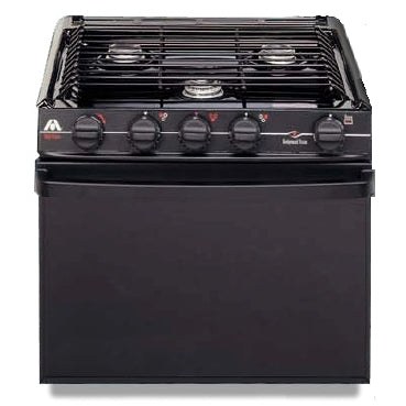 Stove Wrap Stove Top and Oven Protector, For Atwood/ Dometic Triangle 3 Burner Stove, Black, Pre-Cut Teflon Coated Fiberglass Fabric – SWRV300