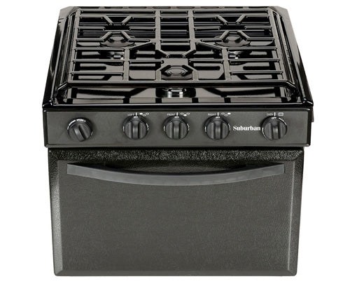 Stove Wrap Stove Top and Oven Protector, For Suburban Triangle 3 Burner Stove, Black, Pre-Cut Teflon Coated Fiberglass Fabric – SWRV400