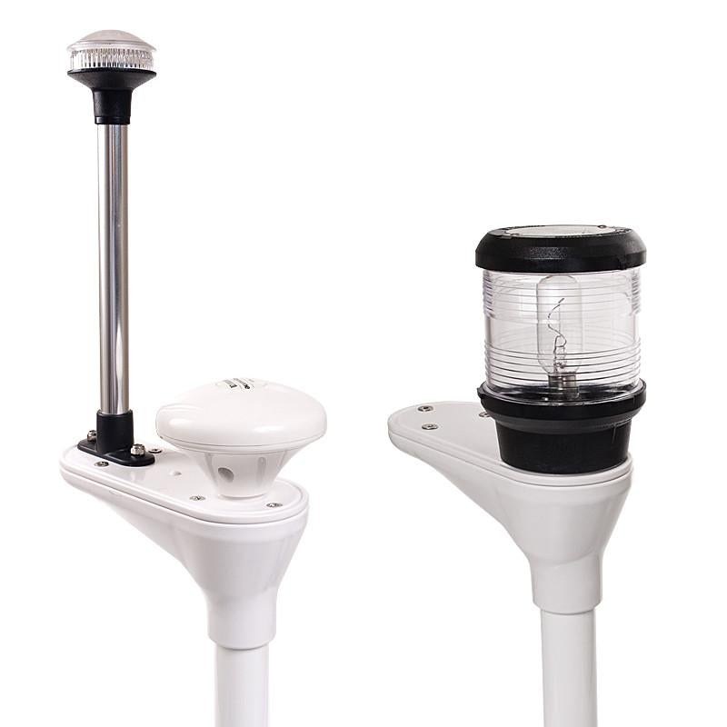 Seaview Navigation Light Mount, For Use with Navigation Light and GPS Navigation System Antenna, Universal Top Mount, White – LTB-U1A