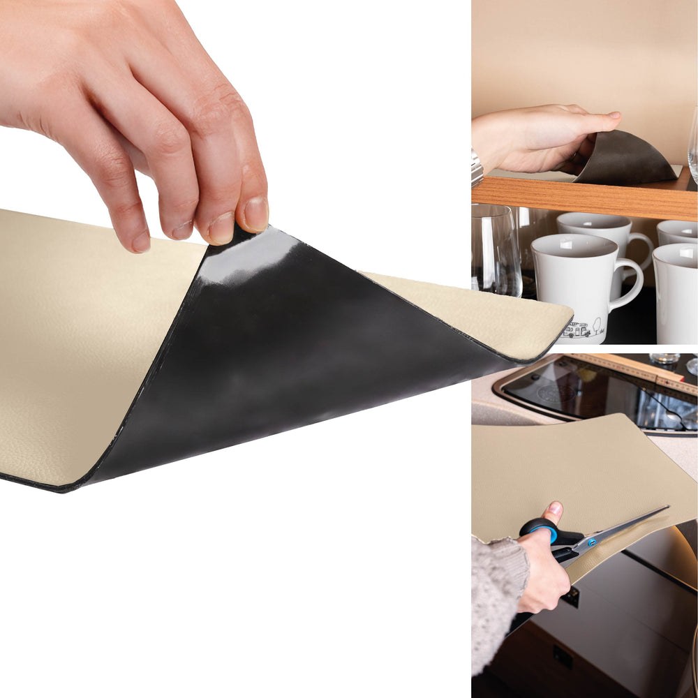 Silwy Magnet Shelf Mat, 14.17 Inch Length X 10.6 Inch Width X 0.07 Inch Thick, Metal Nano Gel with Leather Coating, Beige – MBE00-1110-1