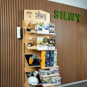 Silwy Magnet Point of Purchase Display, Silwy Products, Wooden, 23.62 Inch Length X 23.62 Inch Width X 86.61 Inch Height, Brown, Large Size – POS-LA-1